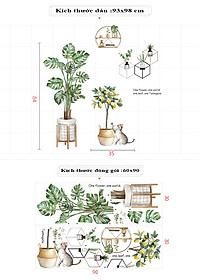 Sticker Giấy Dán Tường Decal Dán tường Tranh Dán Tường Trang Trí Tường Mẫu Chậu Cây Cảnh Phong Cách Vintage ZDB-2187