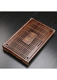 Khay Trà Gỗ cao cấp - Ốp Đồng 4 Góc Sang trọng