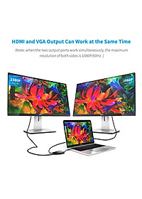 Hub chia cổng đa năng 2 in 1 Type-C thành cổng VGA Full HD & cổng HDMI chuẩn 4K hiệu CHOETECH M07BK dành cho Macbook Pro / Smartphone  - Hàng chính hãng