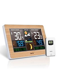 Đồng hồ đa chức năng không dây FanJu, màn hình lớn, hiển thị thời gian, nhiệt độ, độ ẩm, tuần trăng…