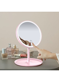 Gương Tròn Soi Trang Điểm Để Bàn Có Đèn Led Thông Minh Tích Điện Siêu Hot- Thiết Kế Hiện Đại- Hàng Chính Hãng MINIIN