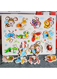 Bảng ghép hình núm gỗ cho bé đồ chơi nhiều chủ đề bảng núm gỗ phát triển trí tuệ