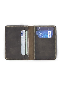 Ví đựng thẻ da bò sáp ngựa điên Crazyhorse V117 cao cấp, card holder da thật, đường chỉ may tinh tế, ví mini nam nhỏ gọn, đựng thẻ tiện lợi, fullbox, thương hiệu Bụi leather chuyên đồ da thật