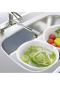 Thau nhựa trắng đựng đồ, rửa rau củ 5,3L - Hàng nội địa Nhật