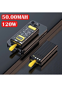 Sạc dự phòng 50.000mAh trong suốt, có sạc nhanh PD 120W, kèm 4 cáp sạc, tích hợp đèn ngủ - FTAKY Hàng Nhập Khẩu