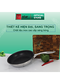 Bộ nồi và chảo chống dính vân đá inox 304 cao cấp Fivestar Plus 5 món nắp kính , tặng 1 vá canh