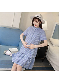 Váy, Đầm Bầu Công Sở Dự Tiệc Dáng Suông Azuno AZ102 Họa Tiết Kẻ Caro Mặc Mùa Hè Rất Mát