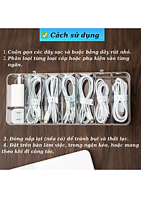 Hộp Nhựa Trong Suốt Đựng Cáp Sạc & Phụ Kiện - Hộp Chia Ngăn Đa Năng Lưu Trữ Dây Sạc- Hộp Đựng Dây Cáp Mini Có Nắp Đậy- Hộp Nhựa Trong Suốt Đựng Đồ Công Nghệ- Hộp Lưu Trữ Dây Điện, Củ Sạc, Văn Phòng Phẩm