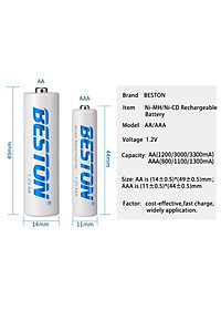Pin tiểu sạc AA (2A) BESTON , Pin sạc dung lượng 1200mAh, 2000mAh, 3000mAh, 3300mAh - Pin 1.2V