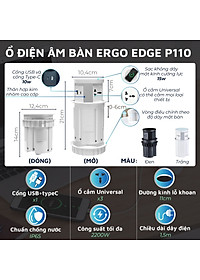 Ổ điện âm bàn Ergo Edge DandiHome tích hợp sạc không dây 15w - bảo hành 12 tháng