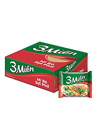 Thùng 30 Gói Mì 3 Miền Bò Sợi Phở 65g