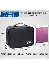 Túi Đựng Phụ Kiện Công Nghệ Chống Nước, Chống Sốc Cao Cấp – Chọn Màu - Túi Bảo Vệ Phụ Kiện Điện Thoại Máy Tính Bảng Laptop Tai Nghe Cáp Sạc Củ Sạc Pin Dự Phòng Chính Hãng Dododios