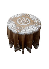 KHĂN TRẢI BÀN PAULEE FY116 TRÒN - ĐƯỜNG KÍNH 178 CM- HOA VĂN - MÀU NÂU -  KHÔNG THẤM NƯỚC.
