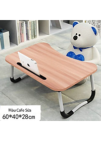 Bàn Học Gấp Gọn Thông Minh Có Khe Để Ipad- Màu CaFe Sữa