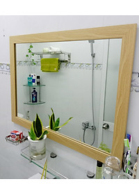 Gương soi Kibath khung vân gỗ 5 phân KT 60x80 cm