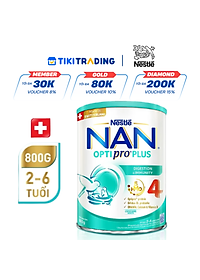 Sữa bột Nestlé NAN OPTIPRO PLUS 4 800g/lon với 5HMO Giúp tiêu hóa tốt + Tăng cường đề kháng  - Bé 2-6 tuổi