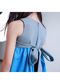 Váy đầm bé gái xanh ba bông hoa KIKA- Từ 11kg-45kg - K143