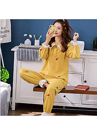 Bộ Đồ Bầu Và Sau Sinh Dài Tay Azuno AZ30 Mặc Nhà Thu Đông Chất Cotton Mềm Mại Có Thiết Kế Cho Con Bú