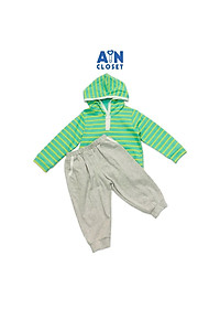 Bộ quần áo dài có nón unisex họa tiết Kẻ xanh vàng quần xám thun da cá - AICDBGMBTLIA - AIN Closet