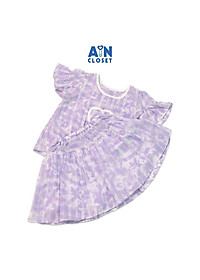 Bộ áo váy ngắn bé gái họa tiết Tím loang cotton boi dệt - AICDBTAUBAV7 - AIN Closet