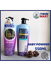 Dầu gội chăm sóc và nuôi dưỡng tóc Elastine Silk Repair Baby Powder 550ml sản xuất tại Hàn Quốc