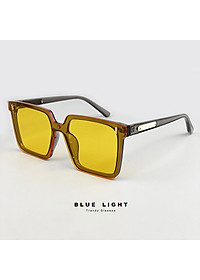 Kính Râm Kính Mát Nam Nữ Mắt Phẳng Vuông To Hàn Quốc, Chống Tia UV, Đen, Nâu, Vàng - BLUE LIGHT