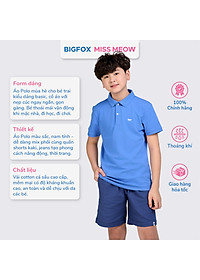 Áo polo bé trai Bigfox Miss Meow mùa hè chất cá sấu, áo có cổ đồng phục đi học size đại 7-15 tuổi 50kg