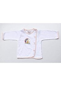 Áo sơ sinh bác sĩ dài tay cúc lệch viền màu cho bé BB01