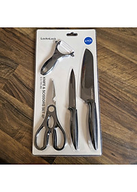 Bộ Dao Nhà Bếp 6 Món LocknLock CKK103S6- 6P (Dao: 4 Cái, Kéo: 1 Cái, Dụng Cụ Gọt Vỏ Trái Cây: 1 Cái )- Màu Đen