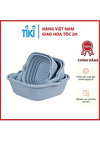 Combo Thau Rỗ 6 Món Đựng Rau Củ Quả Đa Năng Nhiều Cỡ Chất Liệu Nhựa PP Nguyên Sinh An Toàn - Hàng chính hãng