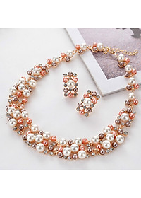 Bộ trang sức nữ, bộ trang sức ngọc trai, bộ trang sức dây chuyền bông tai BHB164