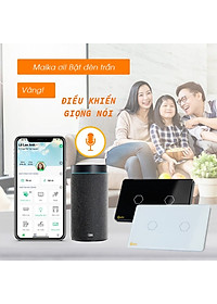 Công tắc thông minh HUNONIC DATIC 2 nút màu trắng - Điều khiển từ xa bằng điện thoại - Công nghệ 4.0