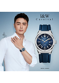Đồng hồ nam chính hãng I&W CARNIVA 711G-S1 hàng mới,Kính sapphire chống xước ,Chống nước 50m ,Bảo hành chính hãng,Máy cơ (Automatic),dây cao su cao cấp, mặt xanh thiết kế đơn giản dễ đeo