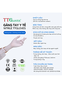 Găng Tay Y Tế Size S Không Bột Nitrile TTGLOVES Màu Trắng (100 Chiếc/hộp)