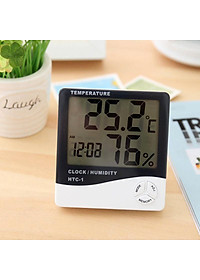 Đồng hồ đo nhiệt độ và đo độ ẩm chính xác cao, màn hình lớn hiển thị 5 thông số, có đồng hồ báo thức