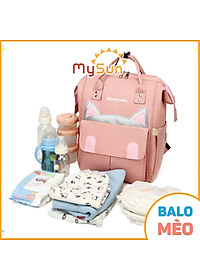 Balo bỉm sữa ĐA NĂNG có túi đựng đồ giữ nhiệt cho mẹ và em bé sơ sinh MÈO YÊU - MySun
