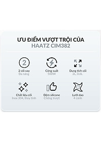 Máy Xay Thịt Haatz HMG168 (CIM382) - Cối inox 2,5L Cối Thủy Tinh 0,6L - 500W Kèm Phụ Kiện Đánh Ruốc - Hàng Chính Hãng Bảo Hành 2 Năm