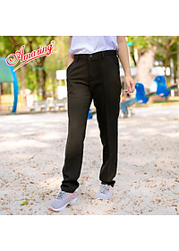 Quần tây nữ màu xanh đen Amazing lưng vừa, 1 nút, dáng suông, ống đứng, chất liệu tuyết mưa dày, mềm, không nhăn