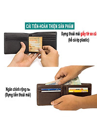 Ví nam, bóp nam da bò Saffiano Bụi Leather V126 - Bảo hành 12 tháng