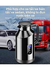Bình Đun Nước Xe Hơi Chuyên Dùng Mẫu Mới 2026 Dung Tích 1200ML SUS304 12V/24V 200W Tự Ngắt Khi Sôi Dùng Cho Xe Tải Xe Khách Đường Dài