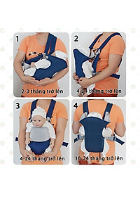 (Loại Chuẩn) Đai Địu 04 Tư Thế KhoNCC Hàng Chính Hãng - Tiện Lợi Cho Bé Sơ Sinh Đến 30 Tháng Tuổi - Đỡ Mỏi - Bảo Vệ Đầu Cổ - KPD-DAI4-545 (Nhiều màu)