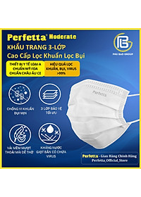 [Combo 5 HỘP - PERFETTA MODERATE] - Khẩu Trang Y Tế Chất Lượng Cao, Kháng Khuẩn, Chống Bụi Mịn, Màu Trắng, 3 Lớp, Bảo Vệ Tối Ưu - (50 cái/hộp)