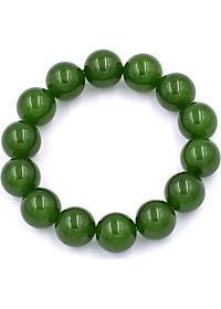 Vòng chuỗi đeo tay thạch anh xanh rêu 14 ly - Chuỗi hạt đeo tay đá phong thủy