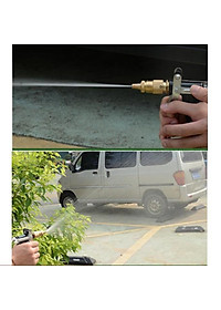 Bộ dây vòi xịt nước rửa xe, tưới cây . tăng áp 3 lần, loại 3m, 5m 206318Dđầu đồng, cút, nối PE, d.vàng