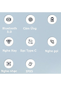 Tai Nghe Bluetooth True Wireless PKCB 5.0 Cảm Ứng Vân Tay, Nâng Cấp Dock Sạc có Led Báo Pin  - Hàng Chính hãng