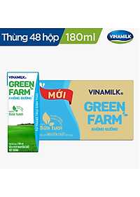 Thùng 48 Hộp Sữa Tươi Tiệt Trùng Vinamilk Green Farm - Sữa Tươi 100% Không Đường 180ml