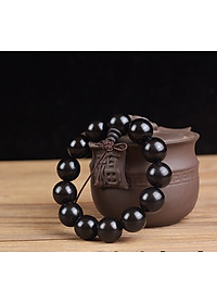 Set Vòng đeo tay Chuỗi Hạt Gỗ Mun Sừng, Kèm hộp đựng Gỗ lót lụa vàng.