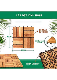 Combo 9 Ván Sàn Gỗ Tự Nhiên Màu Nâu Vàng, Vỉ Gỗ Lót Sàn Ban Công, Sân Vườn, Hồ Bơi, Phòng Spa, Siêu Bền, Chịu Nước Tốt, Chống Trơn Trượt, Tiêu Chuẩn Xuất Khẩu