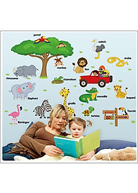 Decal dán tường Vườn thú tiếng anh AmyShop DB061 (75 x 118cm)