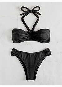 Bikini đồ bơi nữ 2 mảnh dây đeo cổ Bassi tam giác quần lọt khe